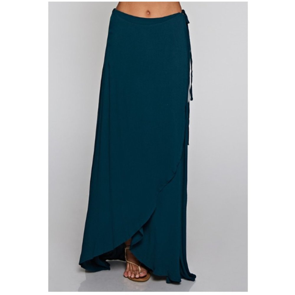 Lovestitch Peacock Blue Wrap Maxi Skirt I-40041W-MPJ